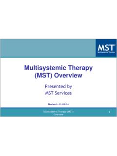 Multisystemic Therapy (MST) Overview