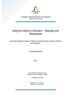 Using the Internet in Education Strengths and Weaknesses