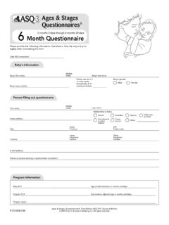 Ages &amp; Stages Questionnaires 6 Month Questionnaire