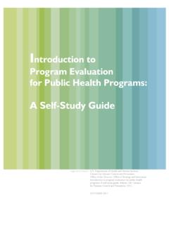 Introduction to Program Evaluation for Public Health …