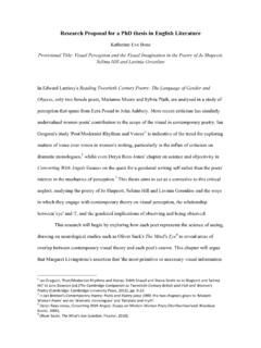 Research Proposal for a PhD thesis in English Literature