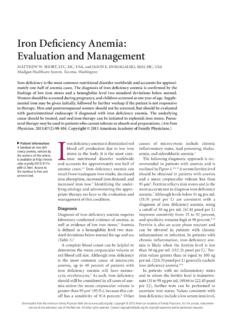 Iron Deficiency Anemia: Evaluation and Management