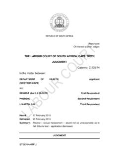 THE LABOUR COURT OF SOUTH AFRICA, CAPE …