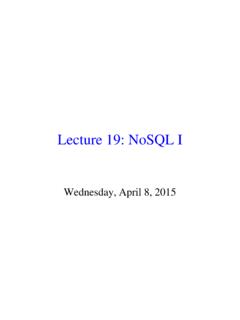 Lecture 19: NoSQL I - Department of Computer Science