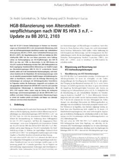 HGB-Bilanzierung von Altersteilzeitverpflichtungen nach ...