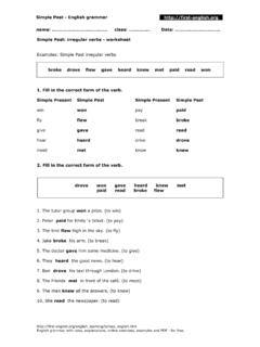 Simple Past - English grammar http://first-english.org ...