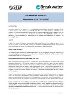 BREAKWATER ACADEMY ADMISSION POLICY 2019-2020