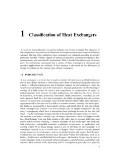 1 Classiﬁcation of Heat Exchangers