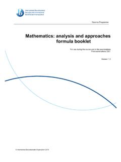 Mathematics: analysis and approaches formula booklet