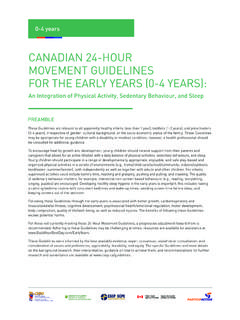 CANADIAN 24-HOUR MOVEMENT GUIDELINES FOR THE …