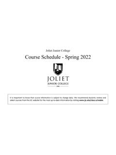 Joliet Junior College Course Schedule - Spring 2022