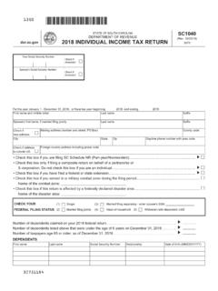 2018 INDIVIDUAL INCOME TAX RETURN - SC Department of …