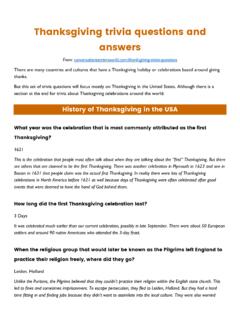 Thanksgiving trivia questions and answers