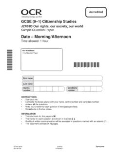 OCR GCSE (9–1) Citizenship J270/03 Our rights, our …