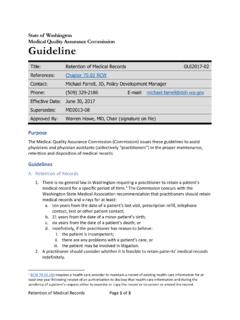 Retention of Medical Records Guideline - Wa