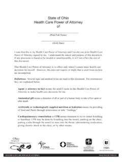 State of Ohio Health Care Power of Attorney of