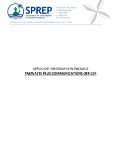 APPLICANT INFORMATION PACKAGE PACWASTE PLUS …