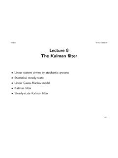 Lecture 8 The Kalman ﬁlter - Stanford University