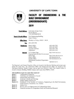 FACULTY OF ENGINEERING &amp; THE BUILT ENVIRONMENT ...