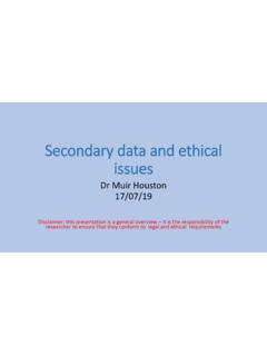 Secondary data and ethical issues - University of Glasgow