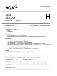 GCSE Biology Specimen question paper Paper 2