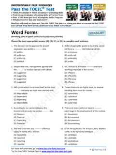Free TOEIC resources - Word Forms - Pass the …