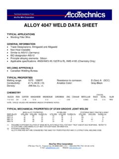 ALLOY 4047 WELD DATA SHEET - AlcoTec Wire …