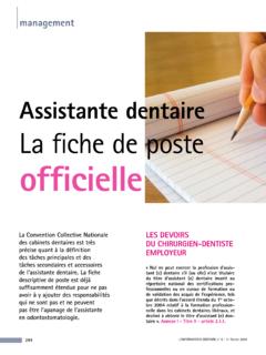 Assistante dentaire La fiche de poste officielle