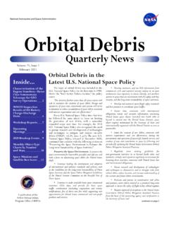 National Aeronautics and Space Administration Orbital Debris