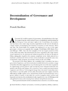 Decentralization of Governance and Development
