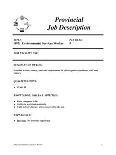 Provincial Job Description - working-for-health.ca