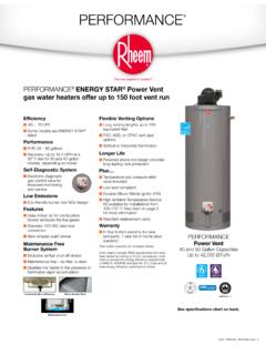 PERFORMANCE ENERGY STAR Power Vent gas water heaters …