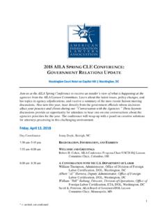 2018 AILA SPRING CLE CONFERENCE GOVERNMENT …