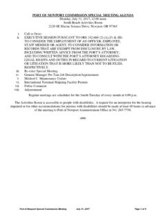 PORT OF NEWPORT COMMISSION SPECIAL MEETING …