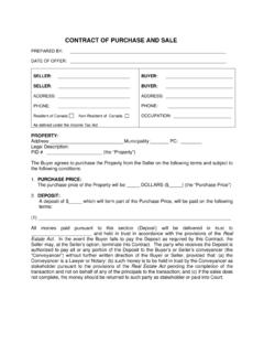 Contract of Purchase and Sale Template Only