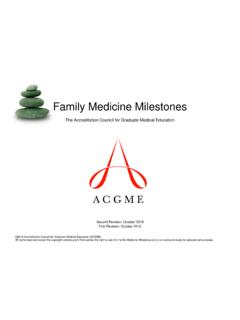 Family Medicine Milestones - ACGME Home