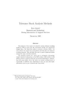 Tolerance Stack Analysis Methods
