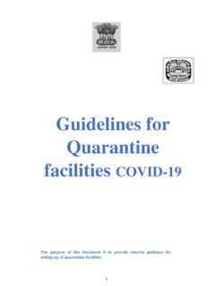 Guidelines for Quarantine facilities - Ministry of Health ...