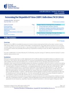 Screening for Hepatitis B Virus (HBV) Infection (NCD 210.6 ...