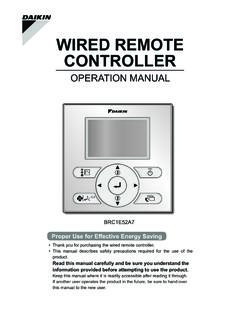 WIRED REMOTE CONTROLLER - daikinac.com