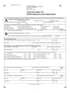 Colorado Sales Tax Withholding Account Application