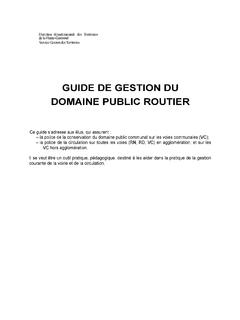 GUIDE DE GESTION DU DOMAINE PUBLIC ROUTIER