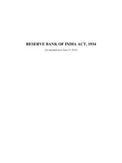 RESERVE BANK OF INDIA ACT, 1934 - RBI