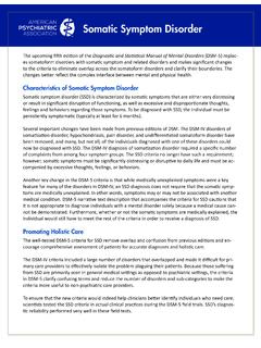 Characteristics of Somatic Symptom Disorder