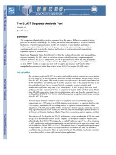 The BLAST Sequence Analysis Tool - University of Nebraska ...