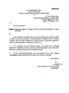 LIST OF IFS OFFICERS IN MoEF&amp;CC UNDER …
