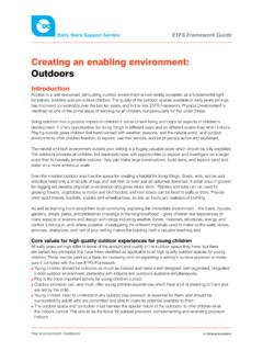 Creating an enabling environment: Outdoors