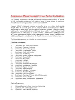 Programmes Offered through Overseas Partner Institutions