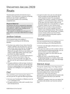 UNEARTHED ARCANA Feats - Wizards