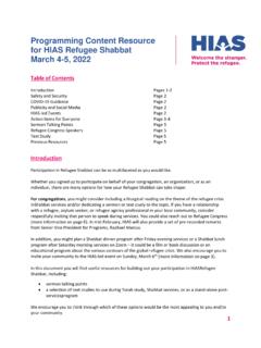 Programming Content Resource for HIAS Refugee Shabbat …